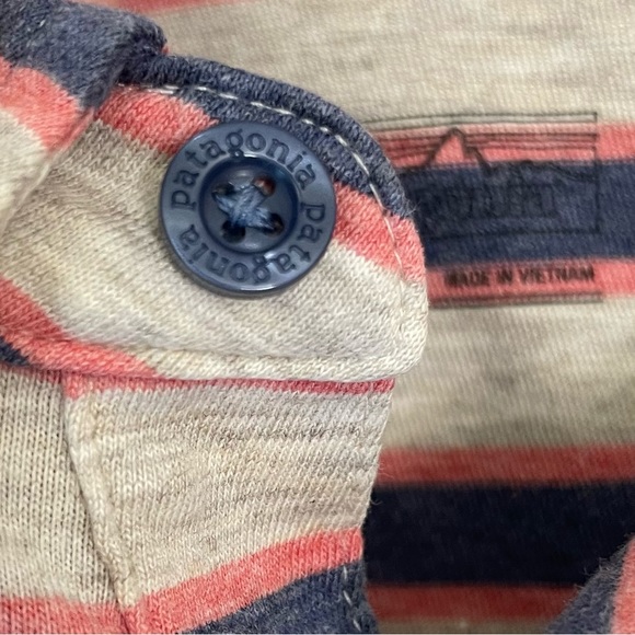 Patagonia Worn Wear Men's Squeaky Clean Rugby Small Striped Peak Pink Polo Shirt - Picture 7 of 16